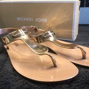 MK Rose Gold Plate Jelly Metallic PVS Sandals